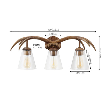 Wyatt 25.5" 3-Light Southwestern Bohemian Resin/Seeded Glass Faux Antler LED Vanity Light - JONATHAN Y